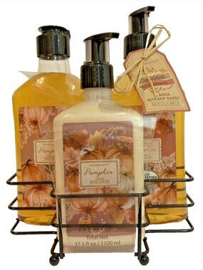 Simple Pleasures Fall Pumpkin Scented 4 Pc Kitchen Caddy Hand Soap & Lotion New